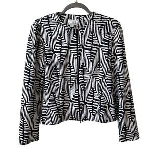Joseph Ribkoff Black White Geometric‎ Jacket Blazer Sz 6 Style 80161 Made Canada